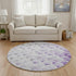8' Purple Ivory And Gray Geometric Washable Round Rug With UV Protection