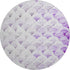 8' Purple Ivory And Gray Geometric Washable Round Rug With UV Protection