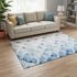 5' X 8' Blue Ivory And Gray Geometric Washable Area Rug With UV Protection