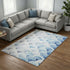 9' X 12' Blue Ivory And Gray Geometric Washable Area Rug With UV Protection