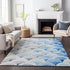 9' X 12' Blue Ivory And Gray Geometric Washable Area Rug With UV Protection