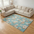 8' X 10' Aqua Ivory And Beige Geometric Washable Area Rug With UV Protection