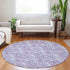 8' Purple And Ivory Geometric Washable Round Rug With UV Protection