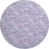 8' Purple And Ivory Geometric Washable Round Rug With UV Protection