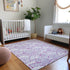 8' X 10' Purple And Ivory Geometric Washable Area Rug With UV Protection