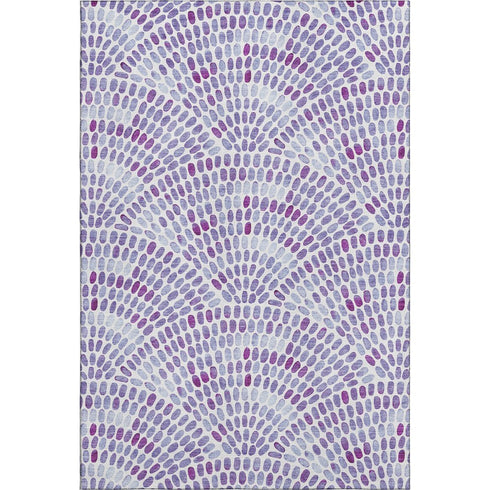 8' X 10' Purple And Ivory Geometric Washable Area Rug With UV Protection