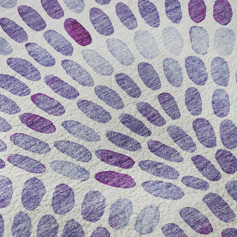 8' X 10' Purple And Ivory Geometric Washable Area Rug With UV Protection