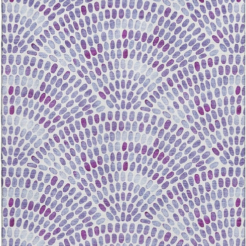 8' X 10' Purple And Ivory Geometric Washable Area Rug With UV Protection