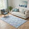 5' X 8' Blue And Ivory Geometric Washable Area Rug With UV Protection