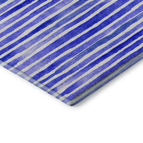 5' X 8' Blue And Ivory Geometric Washable Area Rug With UV Protection