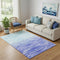 5' X 8' Blue And Ivory Geometric Washable Area Rug With UV Protection