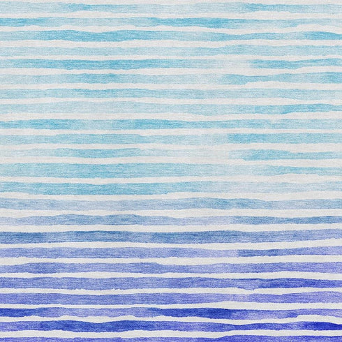 5' X 8' Blue And Ivory Geometric Washable Area Rug With UV Protection