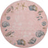 8' Peach Gray And Ivory Geometric Washable Round Rug With UV Protection