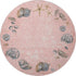 8' Peach Gray And Ivory Geometric Washable Round Rug With UV Protection