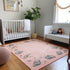 8' X 10' Peach Gray And Ivory Geometric Washable Area Rug With UV Protection
