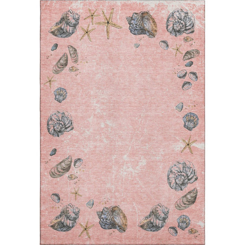 8' X 10' Peach Gray And Ivory Geometric Washable Area Rug With UV Protection