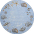 8' Blue Brown And Ivory Geometric Washable Round Rug With UV Protection
