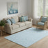 5' X 8' Blue And Ivory Geometric Washable Area Rug With UV Protection