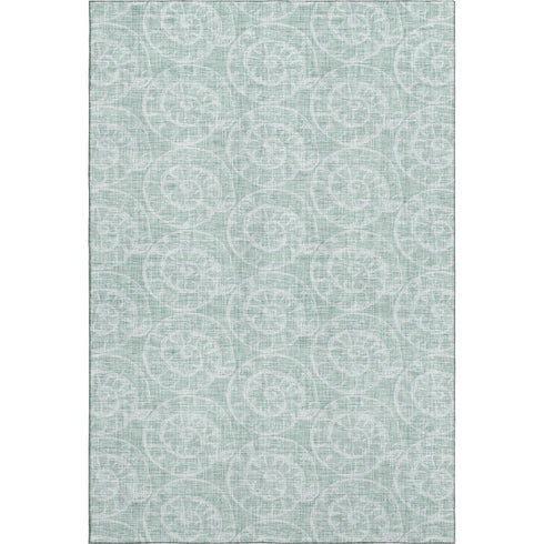 8' X 10' Green And Ivory Geometric Washable Area Rug With UV Protection