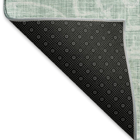 8' X 10' Green And Ivory Geometric Washable Area Rug With UV Protection