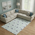 8' X 10' Aqua Navy Blue And Ivory Geometric Washable Area Rug With UV Protection