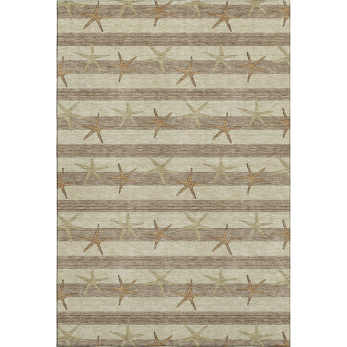 8' X 10' Tan Gold And Beige Geometric Washable Area Rug With UV Protection