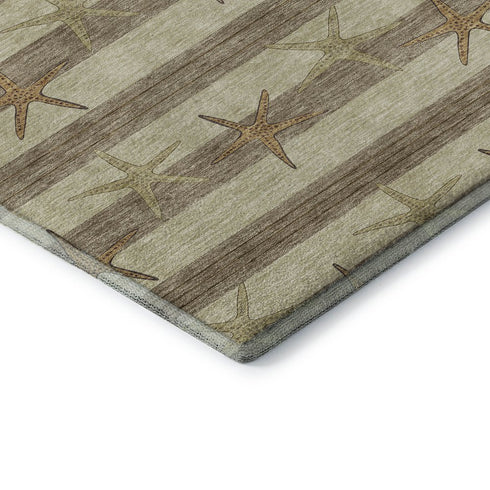 8' X 10' Tan Gold And Beige Geometric Washable Area Rug With UV Protection