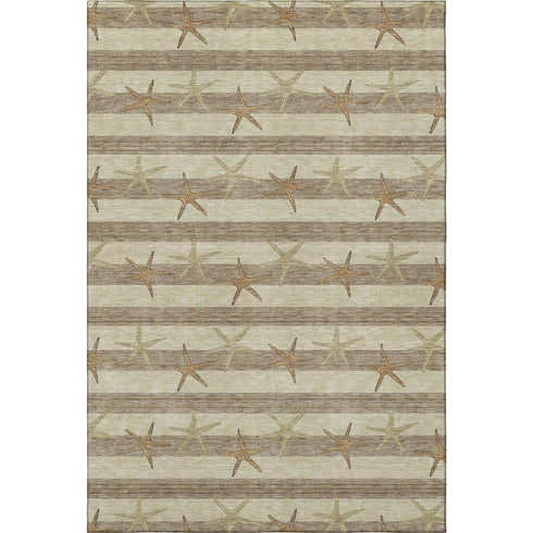8' X 10' Tan Gold And Beige Geometric Washable Area Rug With UV Protection