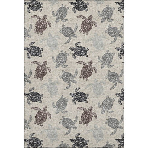 8' X 10' Sand Ivory And Gray Geometric Washable Area Rug With UV Protection