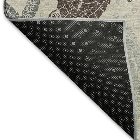 8' X 10' Sand Ivory And Gray Geometric Washable Area Rug With UV Protection