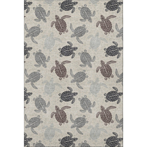 8' X 10' Sand Ivory And Gray Geometric Washable Area Rug With UV Protection