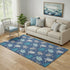 5' X 8' Blue Ivory And Gray Geometric Washable Area Rug With UV Protection