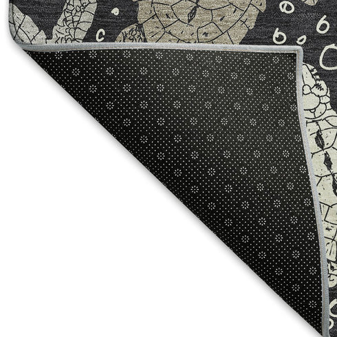 5' X 8' Midnight Ivory And Gray Geometric Washable Area Rug With UV Protection