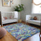 9' X 12' Pacific Blue Ivory And Yellow Geometric Washable Area Rug With UV Protection