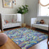 9' X 12' Pacific Blue Ivory And Yellow Geometric Washable Area Rug With UV Protection