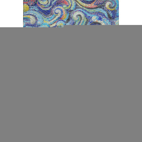 9' X 12' Pacific Blue Ivory And Yellow Geometric Washable Area Rug With UV Protection