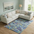 9' X 12' Pacific Blue Ivory And Yellow Geometric Washable Area Rug With UV Protection