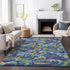9' X 12' Pacific Blue Ivory And Yellow Geometric Washable Area Rug With UV Protection