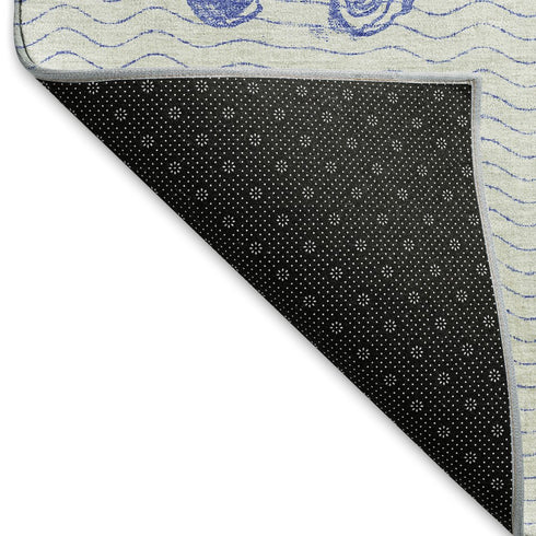 8' X 10' Blue And Ivory Geometric Washable Area Rug With UV Protection