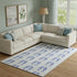8' X 10' Blue And Ivory Geometric Washable Area Rug With UV Protection