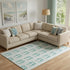 9' X 12' Aqua And Ivory Geometric Washable Area Rug With UV Protection