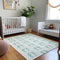 9' X 12' Aqua And Ivory Geometric Washable Area Rug With UV Protection