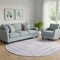8' Purple And Ivory Geometric Washable Round Rug With UV Protection
