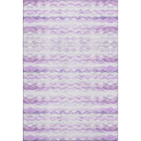 8' X 10' Purple And Ivory Geometric Washable Area Rug With UV Protection