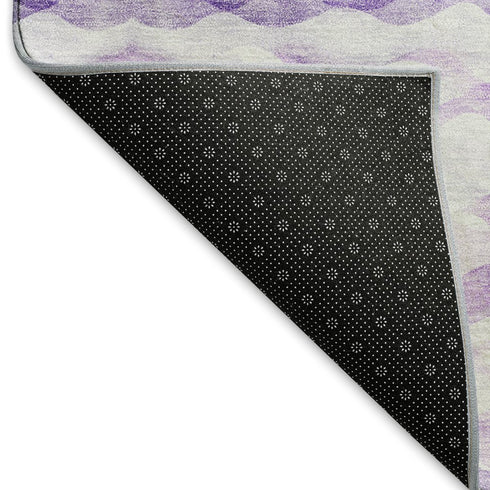 8' X 10' Purple And Ivory Geometric Washable Area Rug With UV Protection