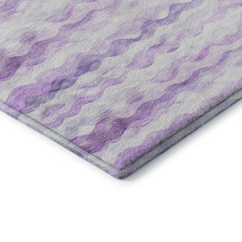 8' X 10' Purple And Ivory Geometric Washable Area Rug With UV Protection