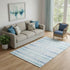 5' X 8' Blue And Ivory Geometric Washable Area Rug With UV Protection