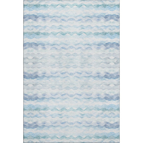 8' X 10' Blue And Ivory Geometric Washable Area Rug With UV Protection