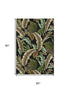 5' X 8' Midnight Green And Brown Geometric Washable Area Rug With UV Protection