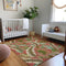 8' X 10' Cinnamon Green And Brown Geometric Washable Area Rug With UV Protection